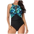 thumbnail image 1 of Aayomet Swimsuit Women Ruched Swimwear One-Piece High Mesh V-Neckline Neck Swimwears Tankinis Set (Black, XXL), 1 of 5
