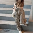 thumbnail image 3 of GYRATEDREAM Girls Cargo Pants Wide Leg Streetwear SweatPants with Pockets Causl Trendy Jogger Trousers 6-14 Years, 3 of 6