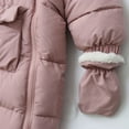 thumbnail image 6 of Winter Warm Bodysuit Solid Cute Bear Hooded Puffer Romper Boys Girls Snowsuit One Piece Jumpsuit, 6 of 9