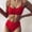 Red, variant on Babysbule Womens Swimsuits Women Bikini U-Neck Hollow Out Two-Piece Solid Swimwear Swimsuit Beachwear Set