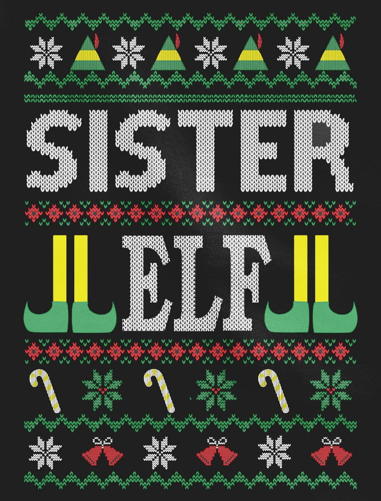 Tstars Girls Ugly Christmas Sister Elf Family Kids Christmas Gift Funny Humor Holiday Shirts Xmas Party Christmas Gifts for Girl Youth Kids Sweatshirt.