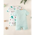 thumbnail image 3 of KIMI BEAR Newborn Baby Boys Romper 0-3 Months Summer Clothing 2 Packs Short Sleeves Bodysuit Dinosaurs Print One Piece Jumpsuits Clothes Multicolor, 3 of 9