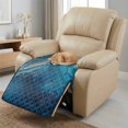 thumbnail image 3 of ZIATUBLES Dark Teal Marble Print Recliner Chair Cover, Quilted Polyester Anti-Slip Furniture Protector, Washable Pets Friendly Recliner Couch Slipcover for Living Room, 3 of 8