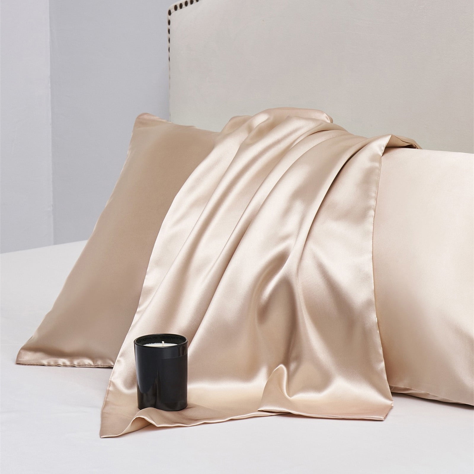 JilgTeok 4 Pcs Satin Silk Pillowcase Hair and Skin Friendly Standard Size 51x137cm with Hidden Zipper Soft Breathable Cool Pillow Covers for Sleeping