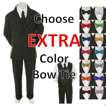 Mens Pink Tuxedo - 6pc Color Bow Tie + New Baby Toddler Boy Black Wedding Suit Tuxedo S-20 New Teen