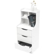 thumbnail image 3 of White 3-Drawer Vertical Bedside Cabinet Slim Modern Nightstand with Storage Shelves & Platform, 3 of 6