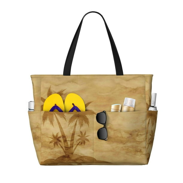 Easygdp Retro Palm Tree Bolsa de Viaje de Playa de Gran Capacidad, Bolsa Tote Perfecta para la Playa, Escapadas de Fin de Semana y Viajes