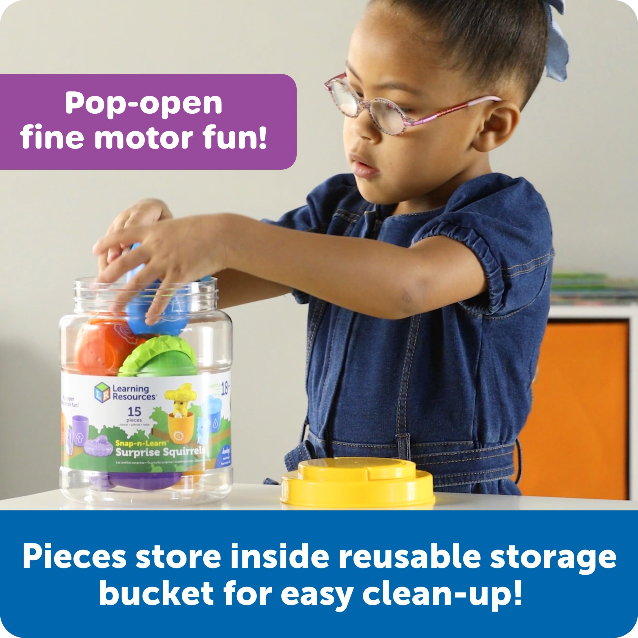 Learning Resources Snap-n-Learn Surprise Squirrels, Fine Motor Skills Toys, Ages 18 Months+