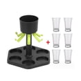thumbnail image 3 of Juego de dispensador de vino de cristal hexagonal para fiestas y ferias con puntas y bandeja para copas de vino, medio, 3 of 5