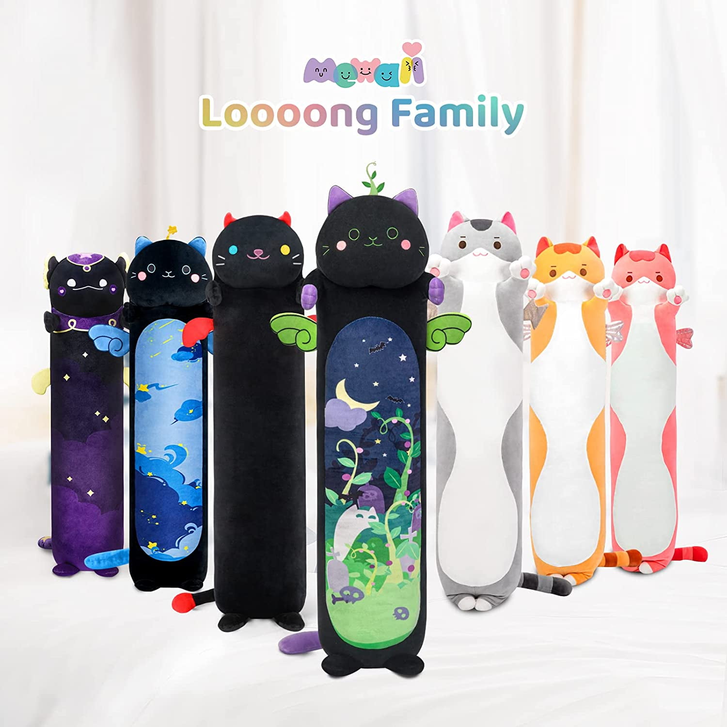 Mewaii Long Cat Plush Body Pillow 20\u201D Cute Black Cat Stuffed