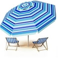 thumbnail image 2 of 8FT Large Beach Umbrella with Heavy Duty Sand Anchor and Carry Bag, UPF 50+ Sun Shelter Air Vents Design for Outdoor Activities (Navy Blue & White), 2 of 5