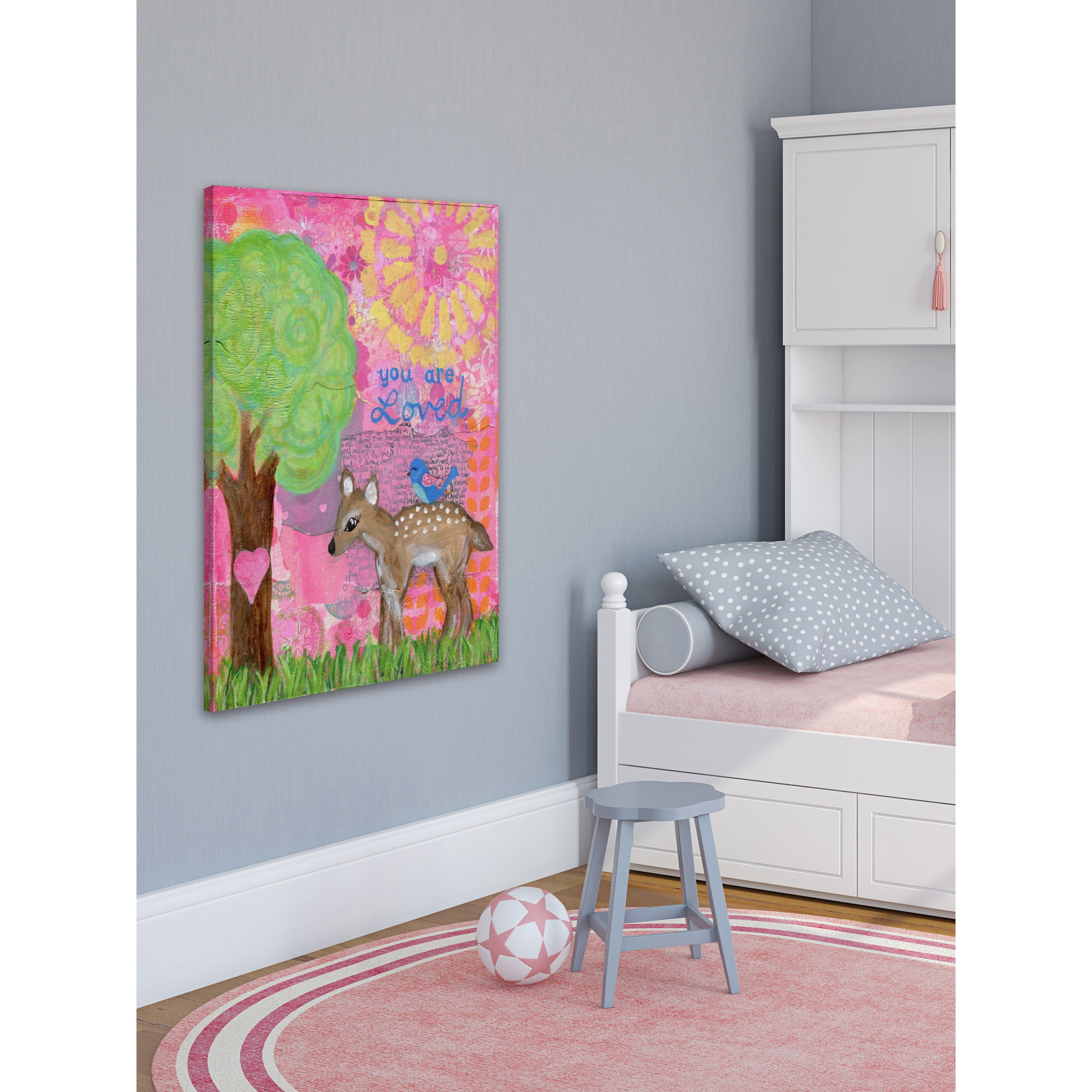 Marmont Hill "You Are Loved Fawn" by Jill Lambert Painting Print on Wrapped Canvas