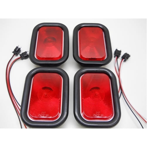 Red Rectangle Incandescent Truck Trailer Semi Brake Stop Turn Tail