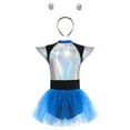thumbnail image 2 of CHICTRY Girls Halloween Alien Cosplay Costume Metallic Shiny Sequins Leotard Dress Dance Performance Tulle Dress Blue-A 14, 2 of 5