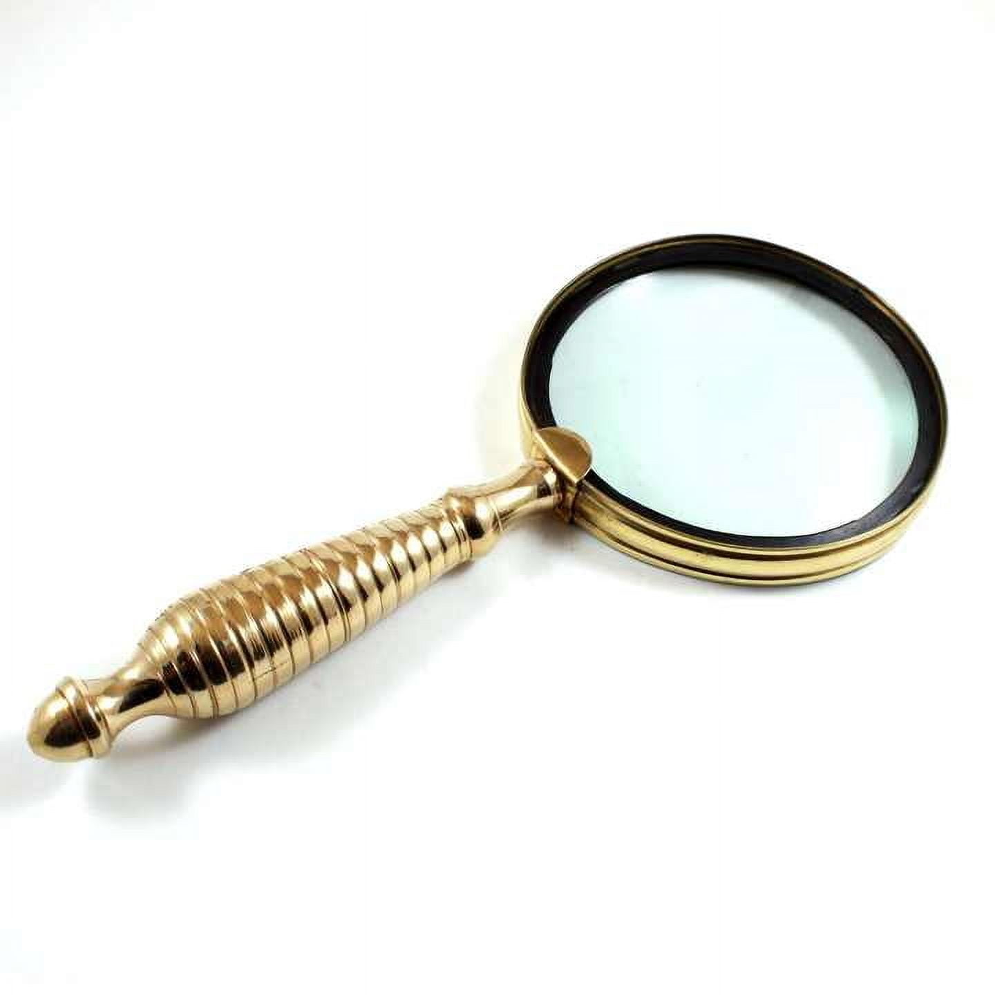 Maritime Treasures Classic Nautical Designer Gold Magnifying Glasses Handheld Decorative Brass Magnifier Glass Made of Metal and Alloy