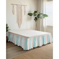 thumbnail image 2 of Aqua Teal Stripe Wrap Around Bed Skirts for King Bed 16" Drop,Bed Skirt with Adjustable Elastic Belt Dust Ruffle Bed Valance for Bedroom Hotel Geometric Grey White Vertical Striped Bed Frame Cover, 2 of 7