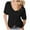 Black, variant on Womens T Shirts Fashion Deep V Neck Top Solid Color Casual Loose Short Sleeve