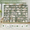 thumbnail image 3 of Hiphuta 84" Tall Double Wide 7-Tier Bookcase with 14 Cubes, Large Open Bookcase for Home Office and Living Room, Freestanding Display Book Shelves, Green, 3 of 10