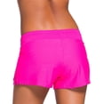 thumbnail image 3 of Pantalones cortos de baño para mujer, estilo simple, con cordón, suaves, transpirables, de cintura baja, pantalones cortos de natación para playa, surf, rosa, rojo, S, 3 of 5