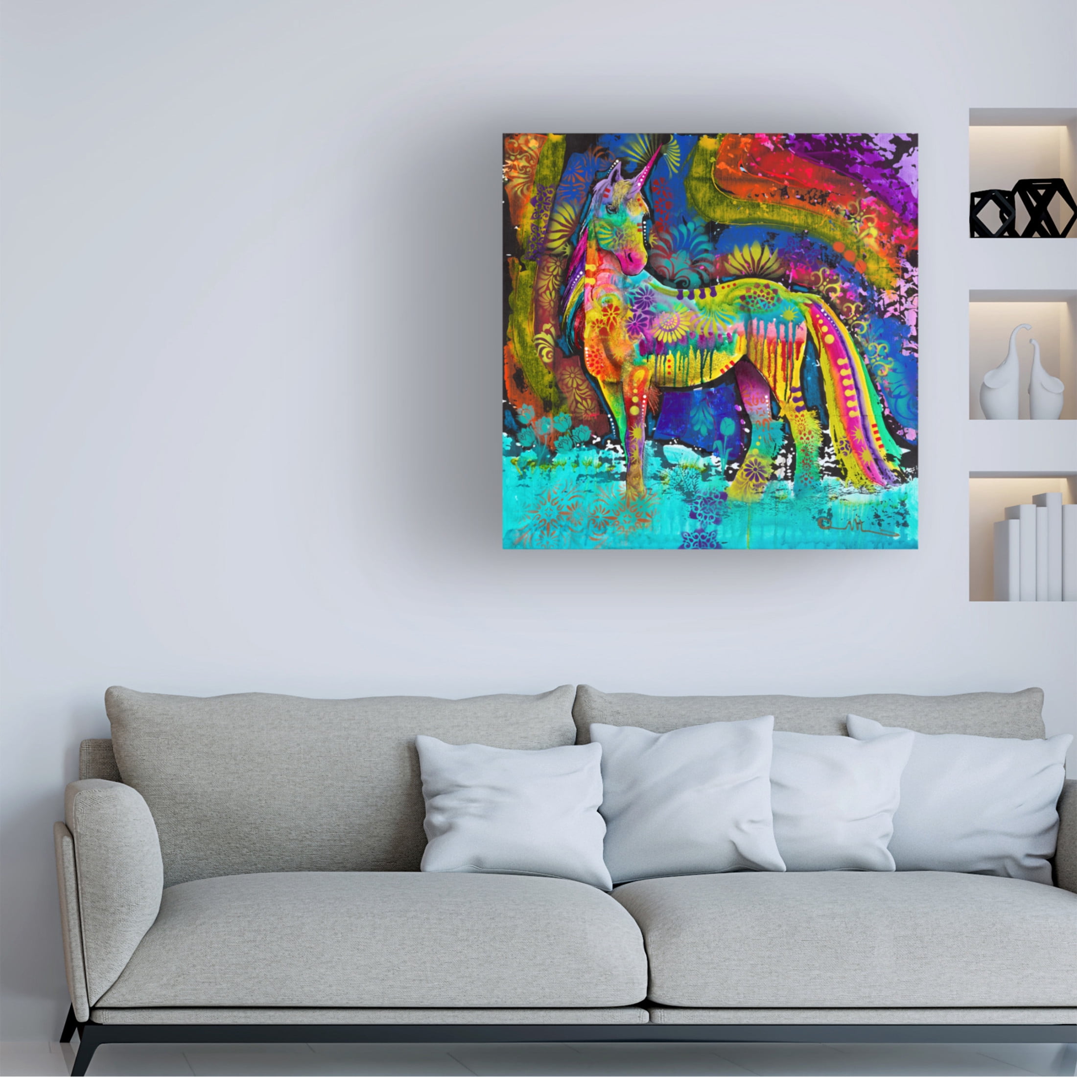 Canvas Wall Art - Dean Russo 'Oddesy Unicorn' Wall Art for Living Room, Bedroom, or Office Décor by Trademark Fine Art - 14 x 14 Inches