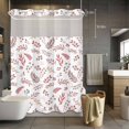 thumbnail image 5 of Abstract Leaf No Hooks Shower Curtain with Snap-in Liner Red Leaves Spring Plant Pastoral Style Farm Shower Curtains for Bathroom, Waterproof, Easy Install, Washable 48"x72", 5 of 9