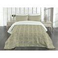 thumbnail image 3 of Ambesonne Victorian Quilted Bedspread Set 3 Pcs, Flora Damask Rococo Motif, Queen Size, Grey Yellow Sage Green, 3 of 5