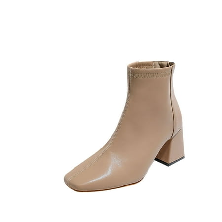 

Rdeuod Boot Women S Shoes Fashion Minimalistic Solid Color Comfortable Zipper High
