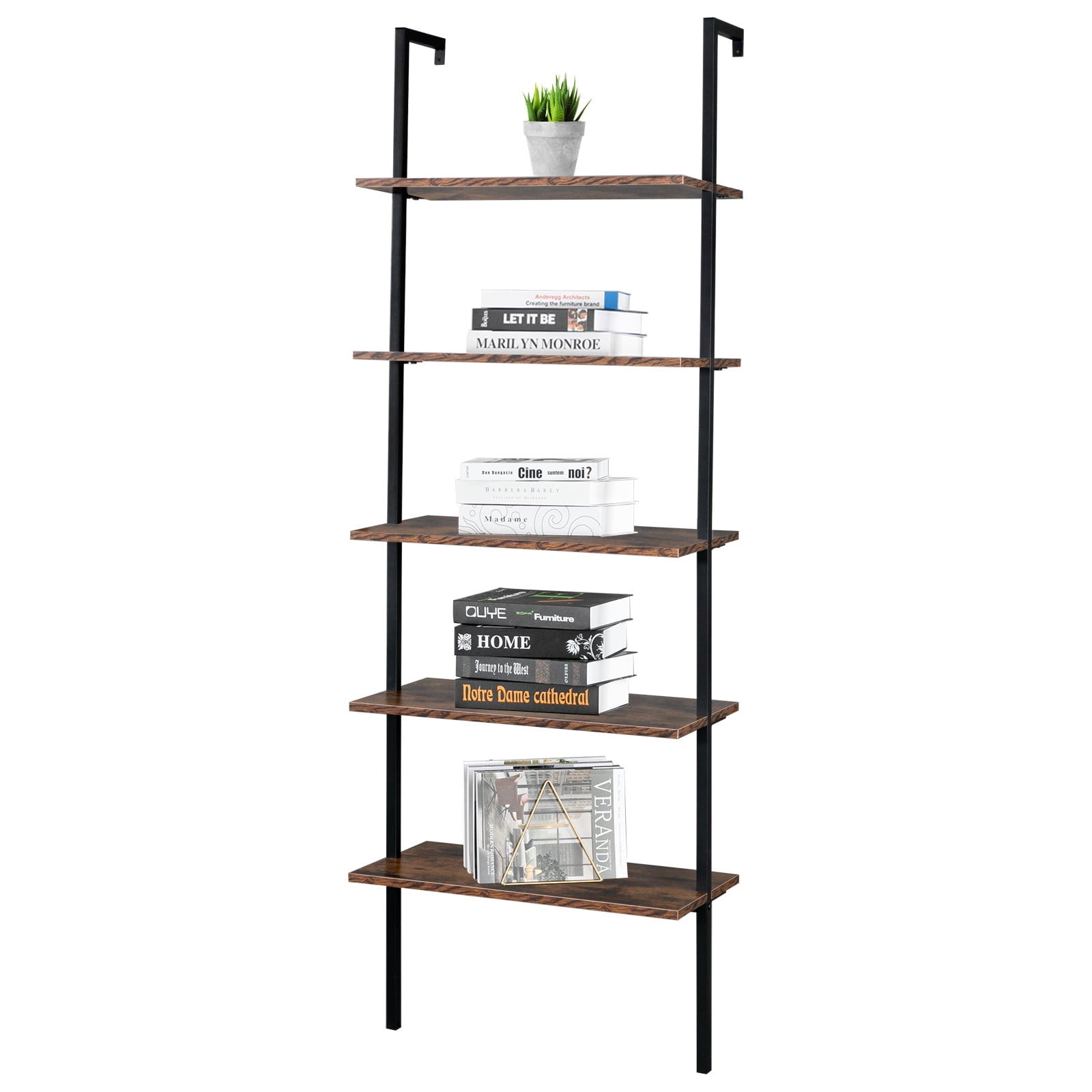 5-Layer Wall-Mounted Display Rack, 23.62 x 11.81 x 70.87 in, Black