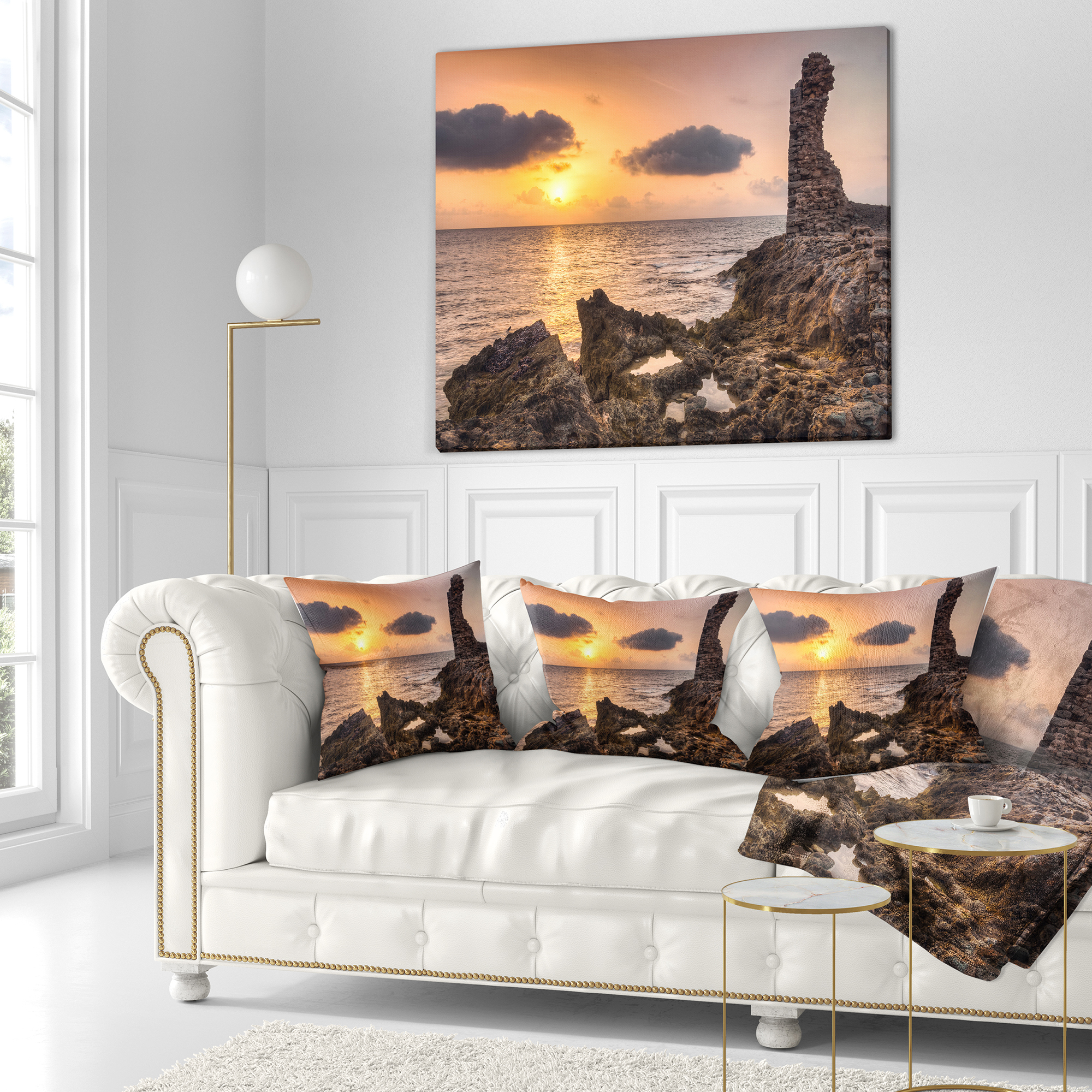 Designart Historic Ruins at Sunset Africa - Seashore Throw Pillow - 16x16
