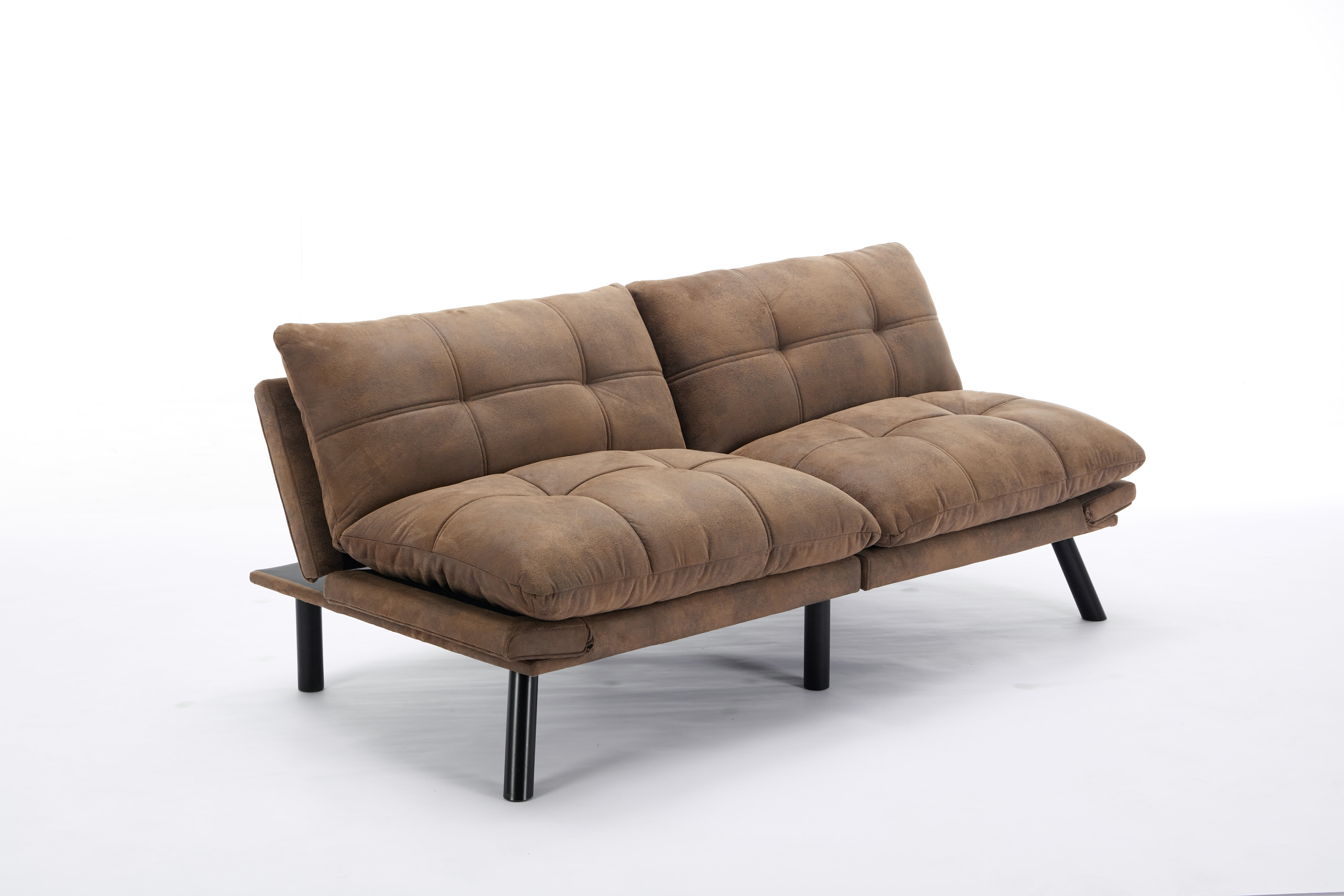 Gewnee Convertible Folding Modern sofa Bed,Upholstered Loveset,Adjustable Armrest and Backrest,Suitable for Living rooms and Apartments.Brown