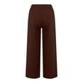 thumbnail image 5 of XIAONU Womens Pants Cotton-Linen Drawstring baggy pleasure Wide-Leg Pants Elastic High Waist Solid Color Long Trousers, 5 of 6