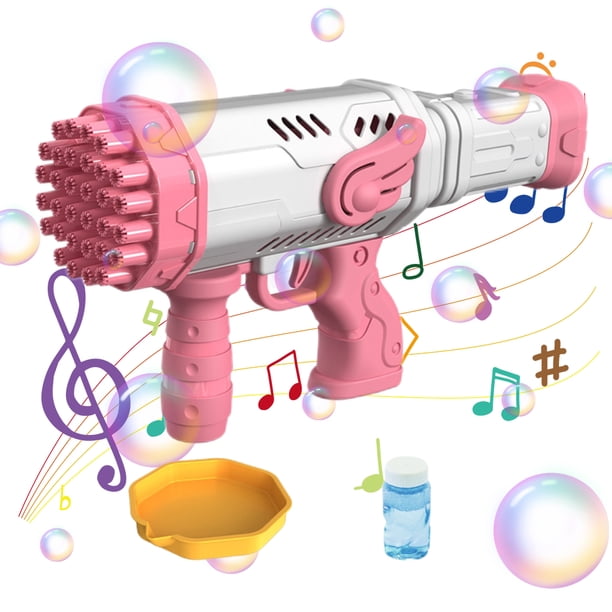 Soplador de burbujas de dibujos animados, máquina automática de burbujas de 32 agujeros, ventilador eléctrico con luces para recuerdos de fiesta, juguete de verano, regalo de cumpleaños para niño