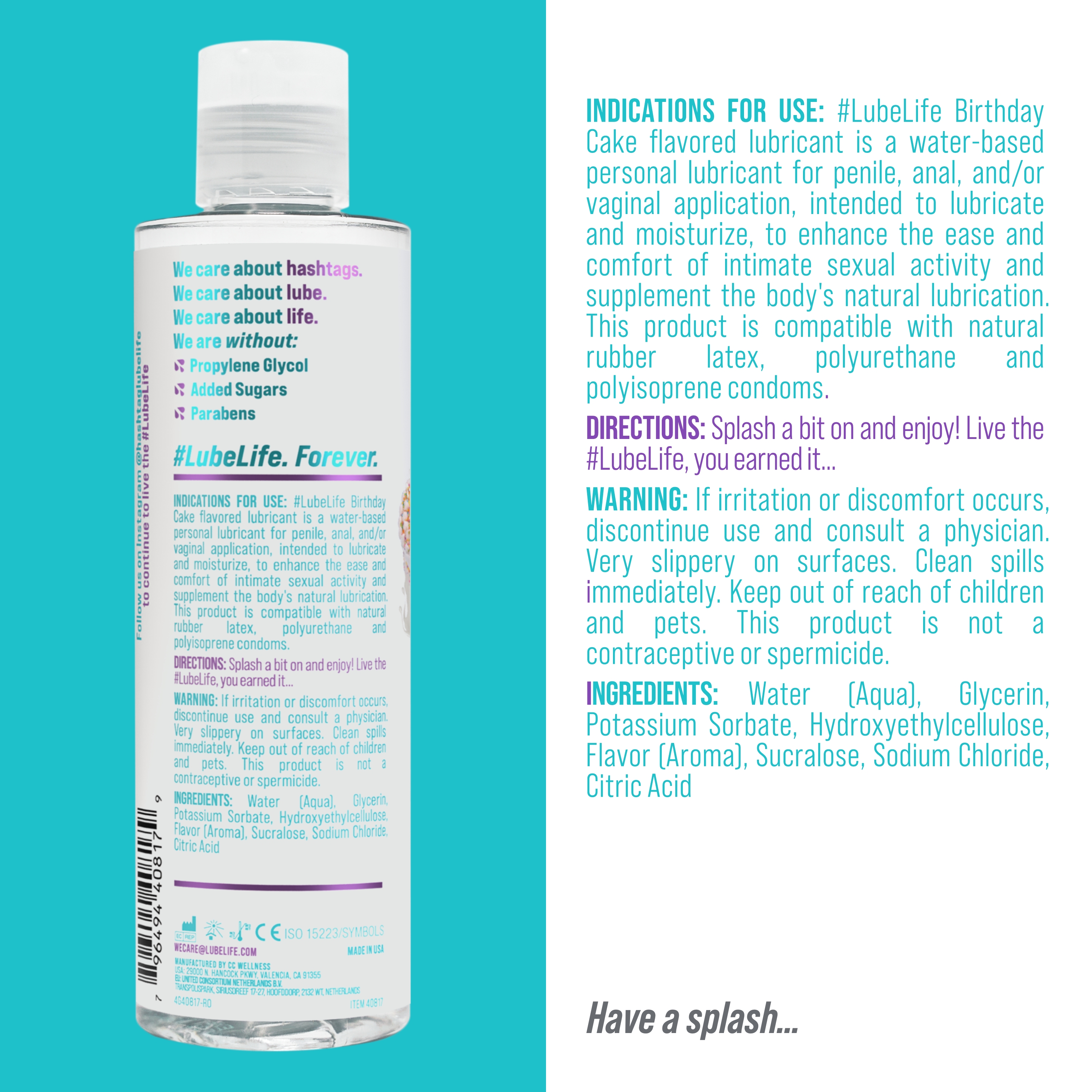 Lube Life Water-Based Birthday Cake Flavored Lubricant, 8 fl oz - image 3 of 5