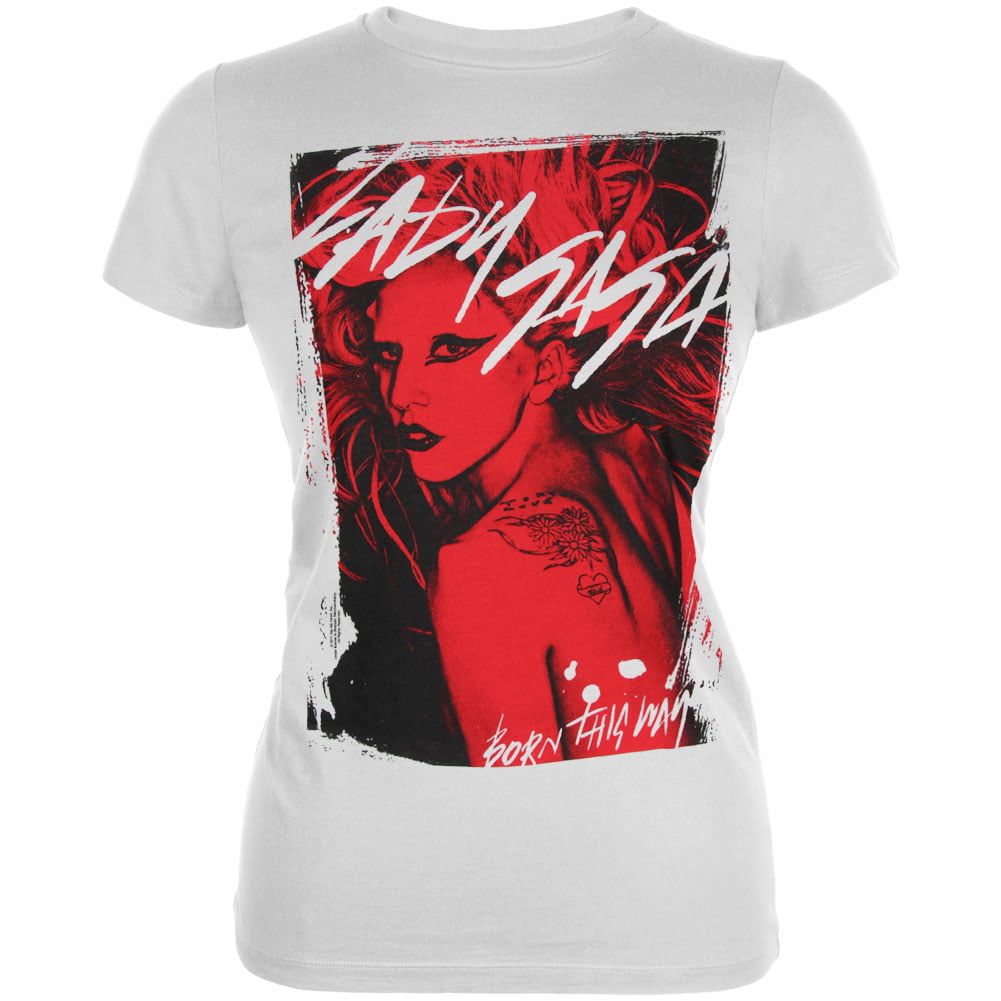 Pop Concert T-shirt Juniors Fitted Streaked Red Born This Way New: LADY GAGA 