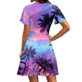 thumbnail image 5 of Hawaiian Tropical Dresses for Women V Neck Floral Print Short Sleeve Flowy Dress Vacation Dresses, 5 of 5
