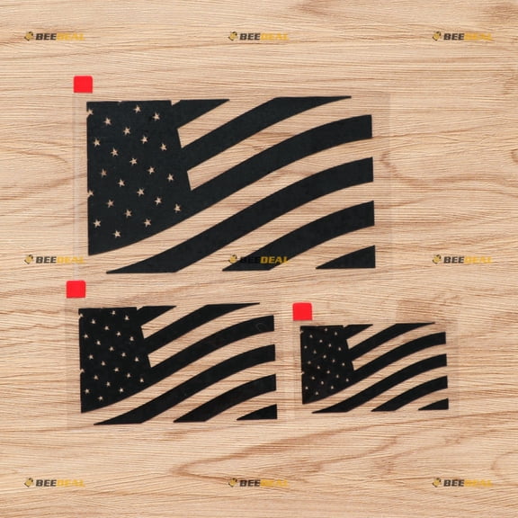 American Flag USA Vinyl Decal Sticker Patriotic - 3 Pack Black, 3 Inches, 4 Inches, 6 Inches - No Background for Car Boat Laptop Cup Phone 09010