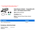 thumbnail image 2 of Brake Master Cylinder - Compatible with 2016 - 2019 Buick Encore VIN M 2017 2018, 2 of 2