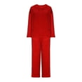 thumbnail image 5 of Fengactive Women's 2 Piece Fuzzy Fleece Pajama Set - V-Neck Long Sleeve Top and Wide Leg Pants Soft Warm Lounge Sleepwear, 5 of 9
