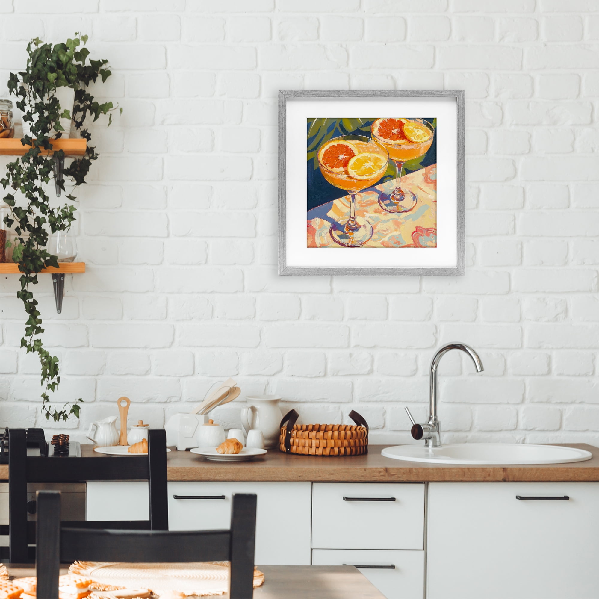 Stupell Industries Fruity Summer Cocktails Gray Framed Print Under Glass, design by Petal Prints Design