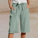 thumbnail image 1 of WILLBEST Pantalones Casuales elegantes para Mujer para Uso Diario: Pantalones de Moda de Color Sólido con Encaje, Cintura Alta, Bolsillo con Cordón, Largo 9/10 XXXXL, 1 of 6