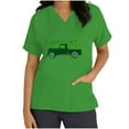 thumbnail image 5 of lcziwo St Patricks Day Scrub Tops for Women 2025 Fashion Irish Shamrock Medical Scrub Tops V Neck Short Sleeve Nursing Uniform Vacation Outfits Green XL Gifts for Mom, 5 of 7