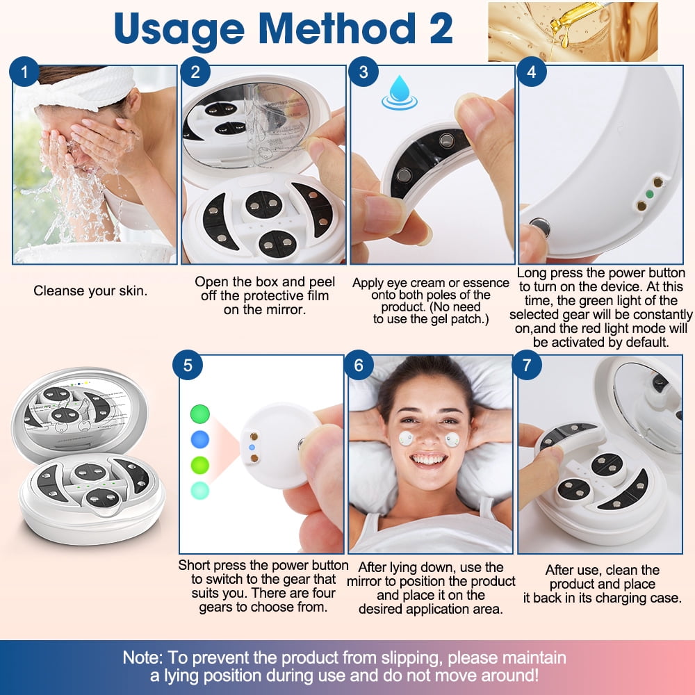 2-in-1 Electric Facial & Eye Beauty Massager with Red Light Therapy, EMS Microcurrent, Type-C Charging, Skin Firming, Fine Lines, Dark Circles & Eye Bags Reduction