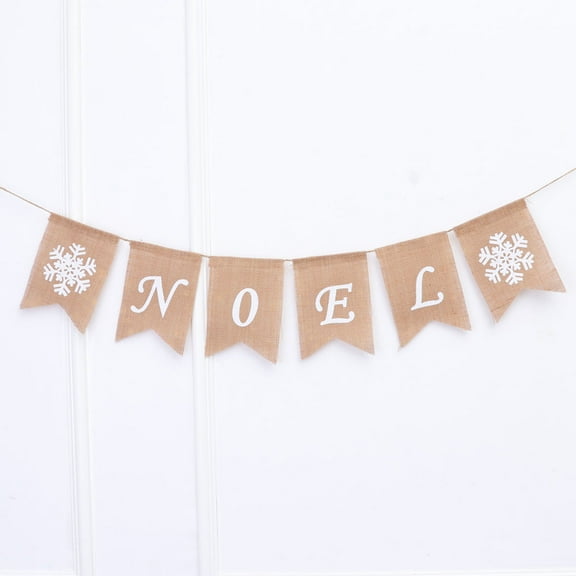 SILENRADAWN 1Set Rustic Burlap Banners Triangle Hanging Bunting Noel Decoration Home Decor Christmas