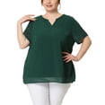 thumbnail image 1 of Blude talgrande pamujer Puntos suizos Cuello redondo Blusas lindas básicas Verde Oscuro XXL, 1 of 6