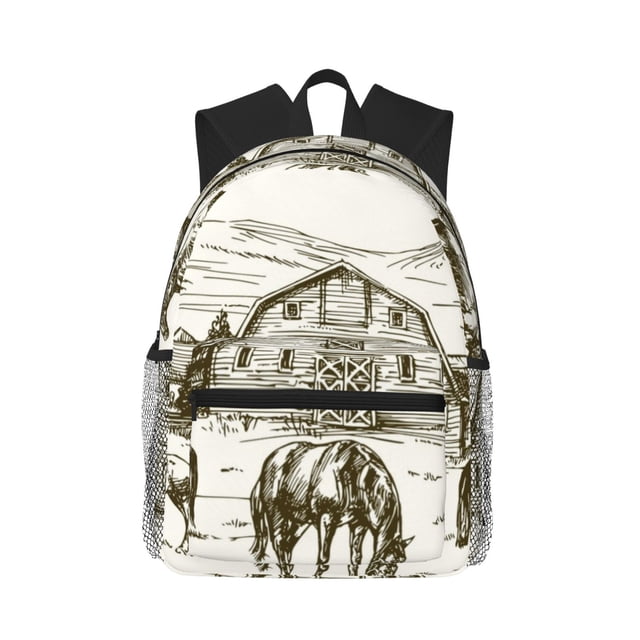 Fotbe Horses Grazing On Meadow Mochila Ligera Casual para Laptop para Hombres y Mujeres, Mochila Impermeable de Uso Diario, Mochila para Universidad