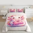 thumbnail image 2 of Feelyou Bowknot Axolotl Teen Queen Comforter Set, Fairy Princess Bedding Set, 3pcs, 2 of 8