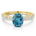 thumbnail image 3 of Gem Stone King 14K Two Tone Gold London Blue Topaz and Lab Grown Diamond Engagement Ring for Women | 2.90 Cttw | Oval 9X7MM | Gemstone November Birthstone | Size 5, 3 of 6