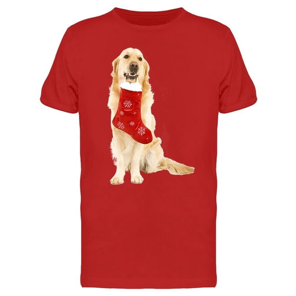 Golden Retriever Santa Stocking T-Shirt Men -Image by Shutterstock, Male Small