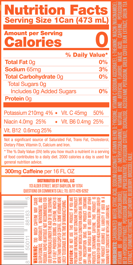 G Fuel Bahama Mama Sugar Free Energy And Endurance Drink 16