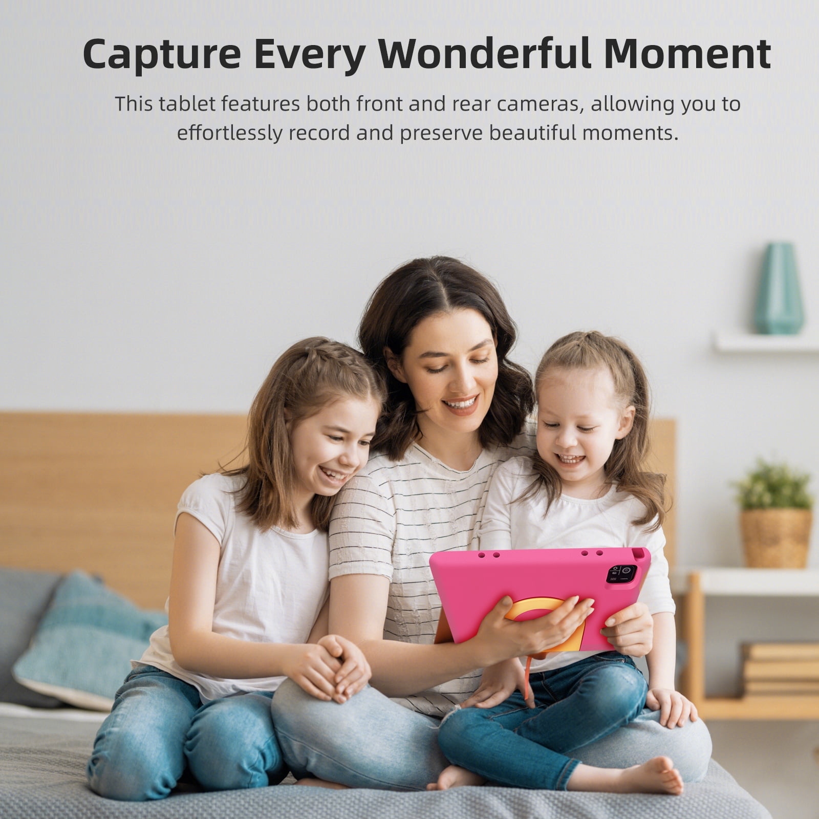 Kids Tablet, 10.1 inch IPS HD Touchscreen Android 14 64 GB Storage, 8GB RAM, Octa Core Tablet for Kid with Kid-Proof Case, Parental Controls, 12-hr Battery, WiFi, GPS – Pink